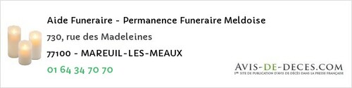 Avis de décès - Précy-sur-Marne - Aide Funeraire - Permanence Funeraire Meldoise