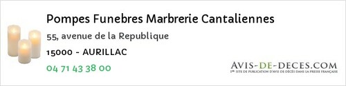 Avis de décès - Condat - Pompes Funebres Marbrerie Cantaliennes