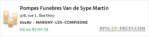 Avis de décès - Crisolles - Pompes Funebres Van de Sype Martin