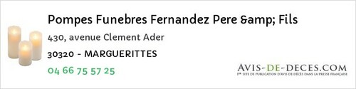Avis de décès - Méjannes-lès-Alès - Pompes Funebres Fernandez Pere & Fils