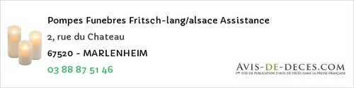Avis de décès - Petersbach - Pompes Funebres Fritsch-lang/alsace Assistance