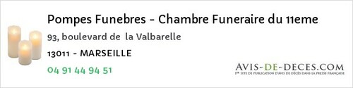 Avis de décès - Châteauneuf-le-Rouge - Pompes Funebres - Chambre Funeraire du 11eme