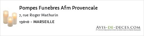 Avis de décès - Saint-Savournin - Pompes Funebres Afm Provencale