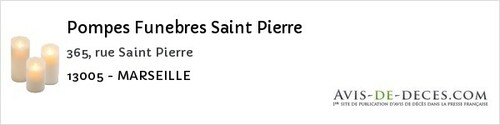 Avis de décès - Noves - Pompes Funebres Saint Pierre