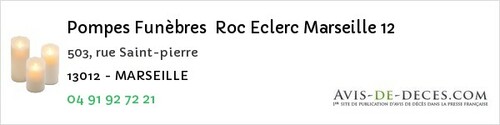 Avis de décès - Marignane - Pompes Funèbres Roc Eclerc Marseille 12