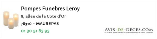 Avis de décès - Morainvilliers - Pompes Funebres Leroy