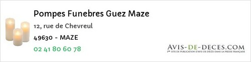 Avis de décès - Ingrandes - Pompes Funebres Guez Maze
