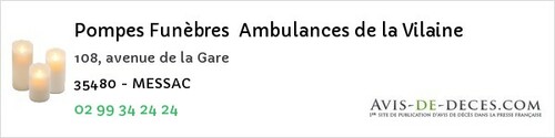 Avis de décès - Torcé - Pompes Funèbres Ambulances de la Vilaine