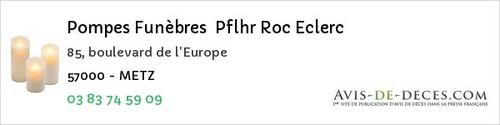 Avis de décès - Richemont - Pompes Funèbres Pflhr Roc Eclerc