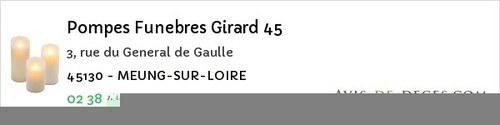Avis de décès - Saint-Gondon - Pompes Funebres Girard 45