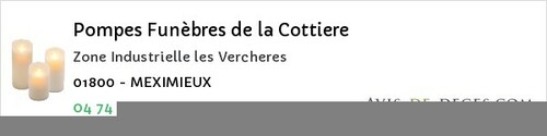 Avis de décès - Saint-Jean-Sur-Reyssouze - Pompes Funèbres de la Cottiere