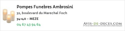 Avis de décès - Roquebrun - Pompes Funebres Ambrosini