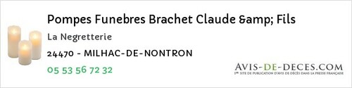 Avis de décès - Saint-Antoine-D'auberoche - Pompes Funebres Brachet Claude & Fils