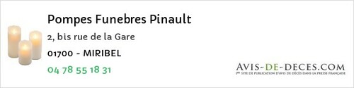 Avis de décès - Virignin - Pompes Funebres Pinault