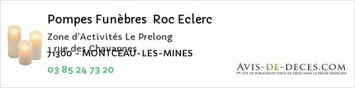 Avis de décès - Saint-André-En-Bresse - Pompes Funèbres Roc Eclerc