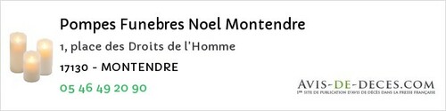 Avis de décès - Tugéras-Saint-Maurice - Pompes Funebres Noel Montendre