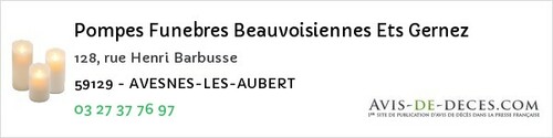 Avis de décès - Armbouts-Cappel - Pompes Funebres Beauvoisiennes Ets Gernez