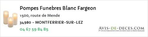 Avis de décès - Roquebrun - Pompes Funebres Blanc Fargeon