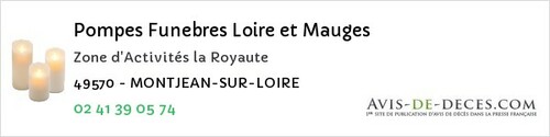 Avis de décès - Saint-Jean-Des-Mauvrets - Pompes Funebres Loire et Mauges