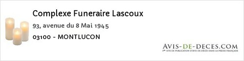 Avis de décès - Sauvagny - Complexe Funeraire Lascoux