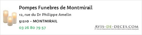Avis de décès - Dommartin-Varimont - Pompes Funebres de Montmirail