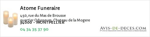 Avis de décès - Montpellier - Atome Funeraire