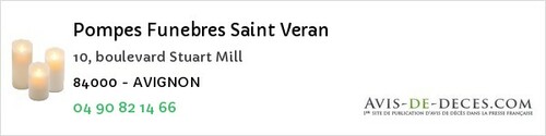 Avis de décès - Vedène - Pompes Funebres Saint Veran