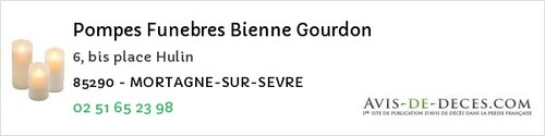 Avis de décès - Saint-Julien-Des-Landes - Pompes Funebres Bienne Gourdon
