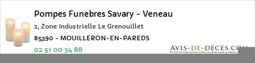 Avis de décès - Saint-Cyr-Des-Gâts - Pompes Funebres Savary - Veneau