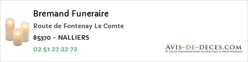 Avis de décès - La Chaize-Le-Vicomte - Bremand Funeraire