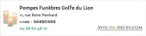 Avis de décès - Couffoulens - Pompes Funèbres Golfe du Lion