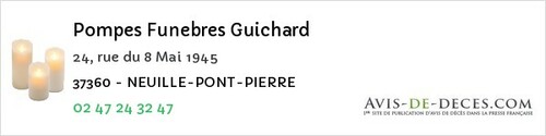 Avis de décès - La Chapelle-Sur-Loire - Pompes Funebres Guichard