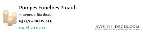 Avis de décès - Le Breuil - Pompes Funebres Pinault