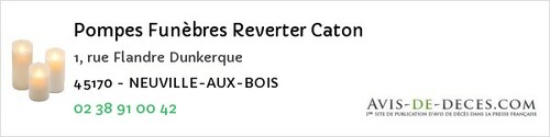 Avis de décès - Neuville-aux-Bois - Pompes Funèbres Reverter Caton