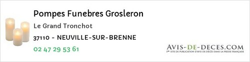 Avis de décès - Lignières-de-Touraine - Pompes Funebres Grosleron