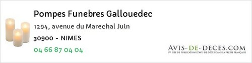 Avis de décès - Villeneuve-lès-Avignon - Pompes Funebres Gallouedec