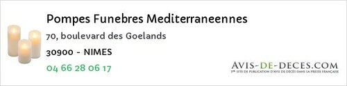 Avis de décès - Bouillargues - Pompes Funebres Mediterraneennes