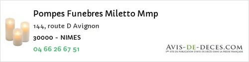 Avis de décès - Bernis - Pompes Funebres Miletto Mmp