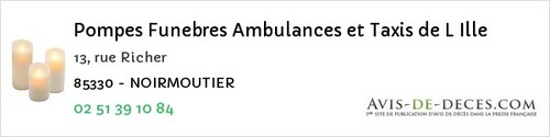 Avis de décès - L'aiguillon-sur-Vie - Pompes Funebres Ambulances et Taxis de L Ille