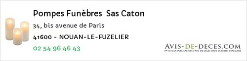 Avis de décès - Saint-Laurent-Nouan - Pompes Funèbres Sas Caton