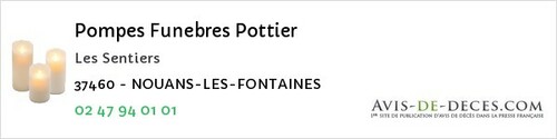 Avis de décès - Saint-Épain - Pompes Funebres Pottier