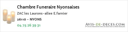 Avis de décès - Montvendre - Chambre Funeraire Nyonsaises