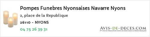 Avis de décès - Jaillans - Pompes Funebres Nyonsaises Navarre Nyons