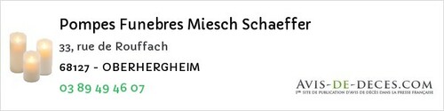 Avis de décès - Zimmerbach - Pompes Funebres Miesch Schaeffer