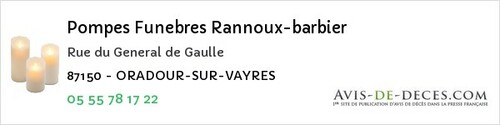 Avis de décès - Saint-Sornin-La-Marche - Pompes Funebres Rannoux-barbier