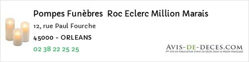 Avis de décès - Varennes-Changy - Pompes Funèbres Roc Eclerc Million Marais