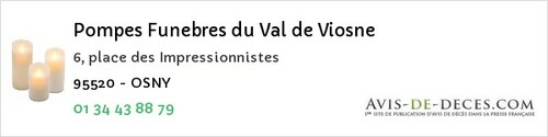 Avis de décès - Chaumontel - Pompes Funebres du Val de Viosne
