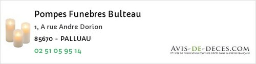 Avis de décès - Moutiers-Sur-Le-Lay - Pompes Funebres Bulteau