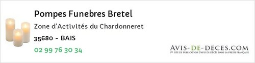 Avis de décès - Argentré-du-Plessis - Pompes Funebres Bretel