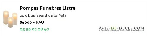 Avis de décès - Biarritz - Pompes Funebres Listre